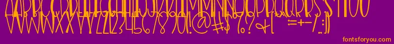 Nias Bird-Schriftart – Orangefarbene Schriften auf violettem Hintergrund