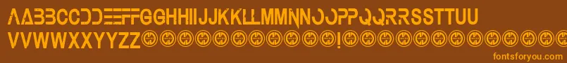 Weitere Informationen zur Underauthority-Schriftart Underauthority-Schriftart – Orangefarbene Schriften auf braunem Hintergrund
