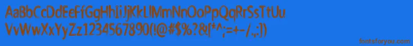 フォントNicholazzo – 茶色の文字が青い背景にあります。