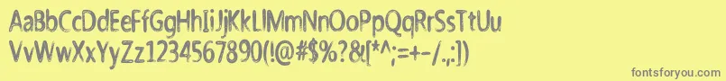 Nicholazzo-fontti – harmaat kirjasimet keltaisella taustalla