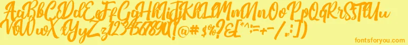 Nichole Script Font – Orange Fonts on Yellow Background