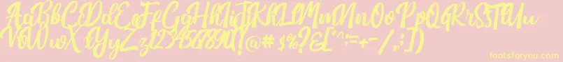 Nichole Script Font – Yellow Fonts on Pink Background