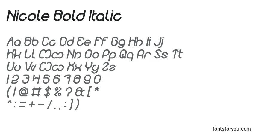 Nicole Bold Italic Font – alphabet, numbers, special characters