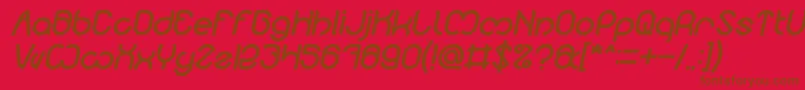 Fonte Nicole Bold Italic – fontes marrons em um fundo vermelho