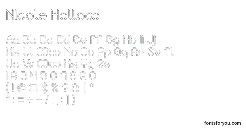 Шрифт Nicole Hollow – алфавит, цифры, специальные символы