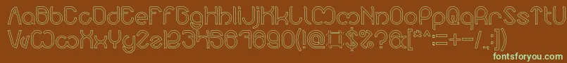 フォントNicole Hollow – 緑色の文字が茶色の背景にあります。