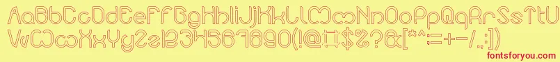 フォントNicole Hollow – 赤い文字の黄色い背景