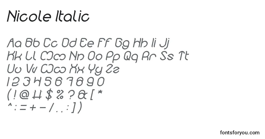Police Nicole Italic - Alphabet, Chiffres, Caractères Spéciaux