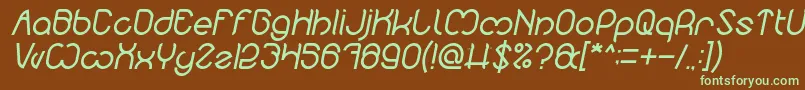 Fonte Nicole Italic – fontes verdes em um fundo marrom