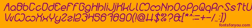 Nicole Italic-fontti – violetit fontit oranssilla taustalla