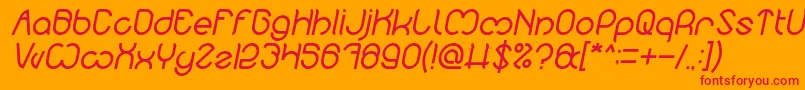 Czcionka Nicole Italic – czerwone czcionki na pomarańczowym tle