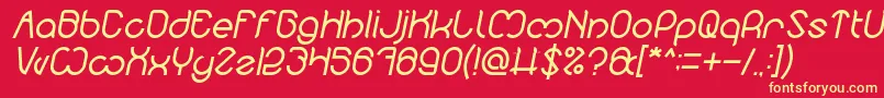 Fonte Nicole Italic – fontes amarelas em um fundo vermelho