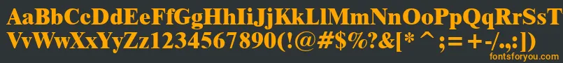 フォントDutch801ExtraBoldBt – 黒い背景にオレンジの文字