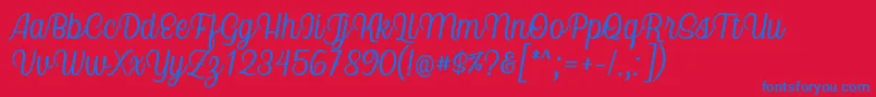 Nicolera Font by Keithzo 7NTypes Font – Blue Fonts on Red Background