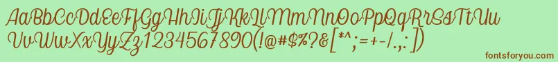 Nicolera Font by Keithzo 7NTypes Font – Brown Fonts on Green Background