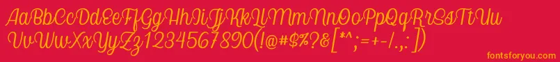 Nicolera Font by Keithzo 7NTypes Font – Orange Fonts on Red Background