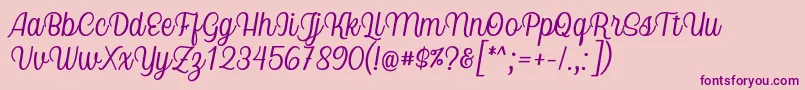 Czcionka Nicolera Font by Keithzo 7NTypes – fioletowe czcionki na różowym tle