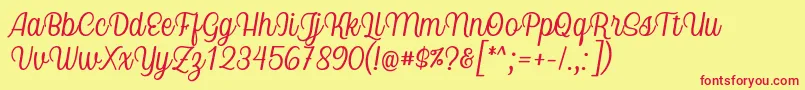 Nicolera Font by Keithzo 7NTypes Font – Red Fonts on Yellow Background