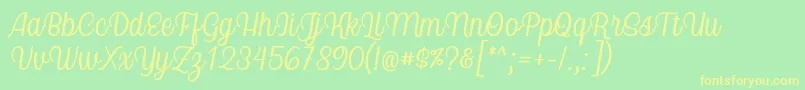 Nicolera Font by Keithzo 7NTypes-Schriftart – Gelbe Schriften auf grünem Hintergrund