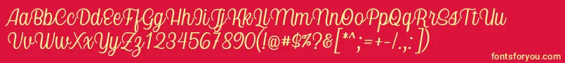 Nicolera Font by Keithzo 7NTypes Font – Yellow Fonts on Red Background