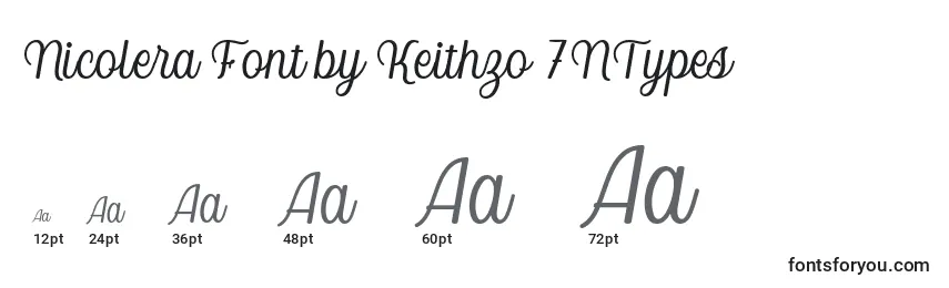 Размеры шрифта Nicolera Font by Keithzo 7NTypes