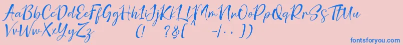 フォントnicolette demo – ピンクの背景に青い文字
