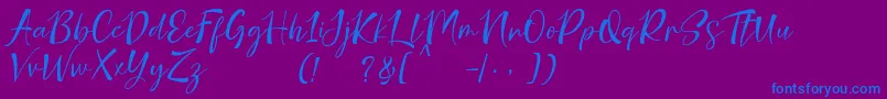 nicolette demo-fontti – siniset fontit violetilla taustalla