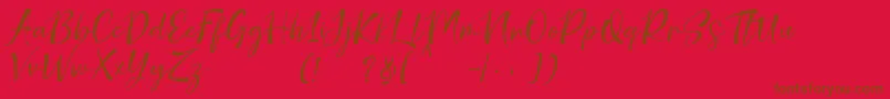 nicolette demo-fontti – ruskeat fontit punaisella taustalla