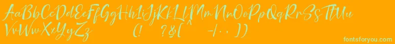 nicolette demo-Schriftart – Grüne Schriften auf orangefarbenem Hintergrund