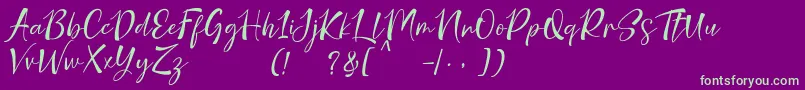 nicolette demo-fontti – vihreät fontit violetilla taustalla