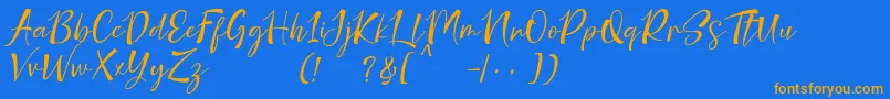 nicolette demo-Schriftart – Orangefarbene Schriften auf blauem Hintergrund