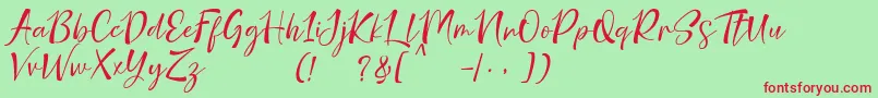 フォントnicolette demo – 赤い文字の緑の背景