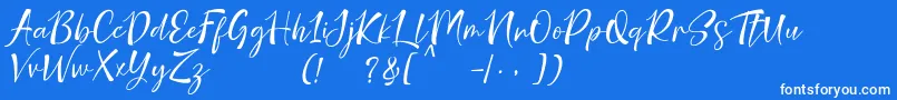 nicolette demo-fontti – valkoiset fontit sinisellä taustalla