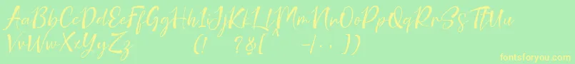 nicolette demo-Schriftart – Gelbe Schriften auf grünem Hintergrund