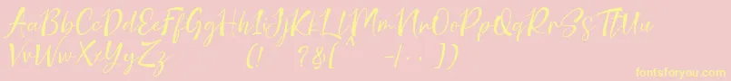 nicolette demo-Schriftart – Gelbe Schriften auf rosa Hintergrund