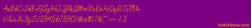 Nicollast Demo-Schriftart – Orangefarbene Schriften auf violettem Hintergrund