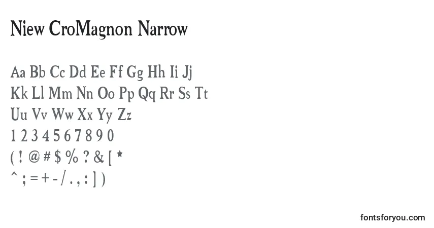 Niew CroMagnon Narrow-fontti – aakkoset, numerot, erikoismerkit