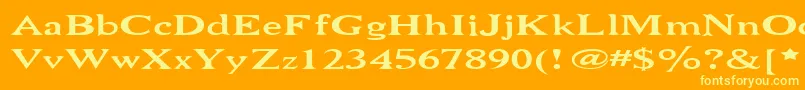 Fonte Niew CroMagnon Wide – fontes amarelas em um fundo laranja