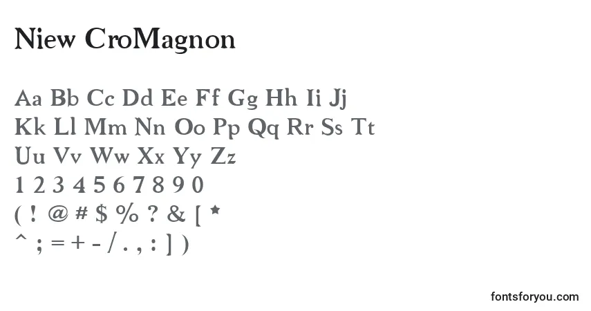 Schriftart Niew CroMagnon – Alphabet, Zahlen, spezielle Symbole