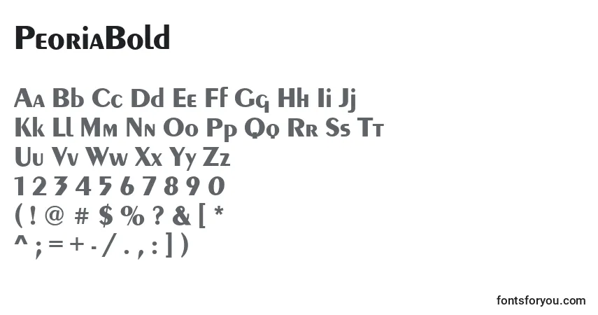Schriftart PeoriaBold – Alphabet, Zahlen, spezielle Symbole