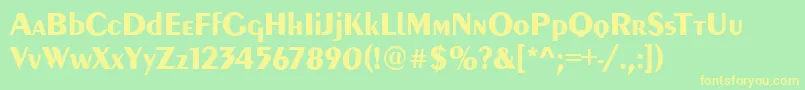 Police PeoriaBold – polices jaunes sur fond vert