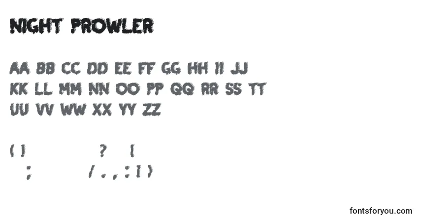 Шрифт Night prowler – алфавит, цифры, специальные символы