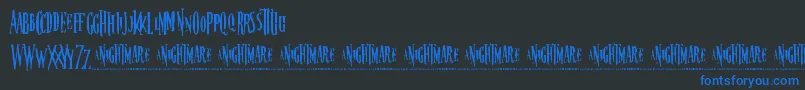 Nightmare 5-Schriftart – Blaue Schriften auf schwarzem Hintergrund