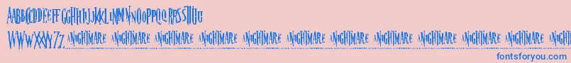 Nightmare 5-Schriftart – Blaue Schriften auf rosa Hintergrund