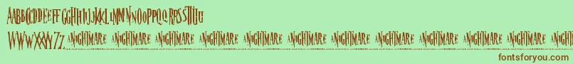 フォントNightmare 5 – 緑の背景に茶色のフォント