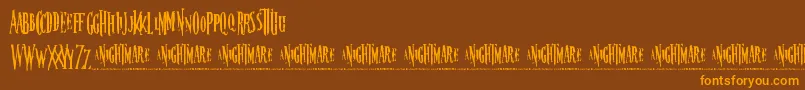 Nightmare 5-Schriftart – Orangefarbene Schriften auf braunem Hintergrund