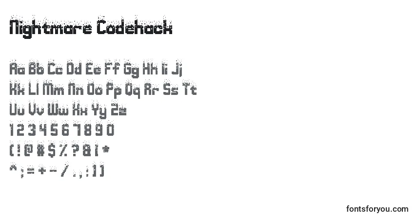 Schriftart Nightmare Codehack – Alphabet, Zahlen, spezielle Symbole