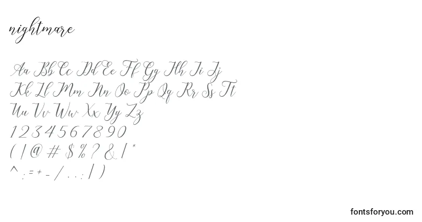 Шрифт Nightmare (135609) – алфавит, цифры, специальные символы