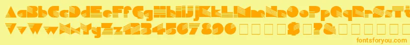 フォントMuseDisplaySsi – オレンジの文字が黄色の背景にあります。