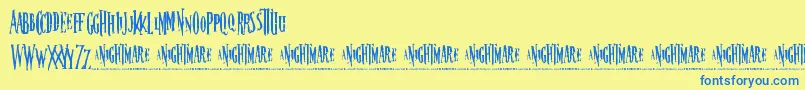 Fonte nightmare – fontes azuis em um fundo amarelo